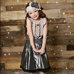 Mustard Pie holiday angel Metallic Dress - Polka Dot Top